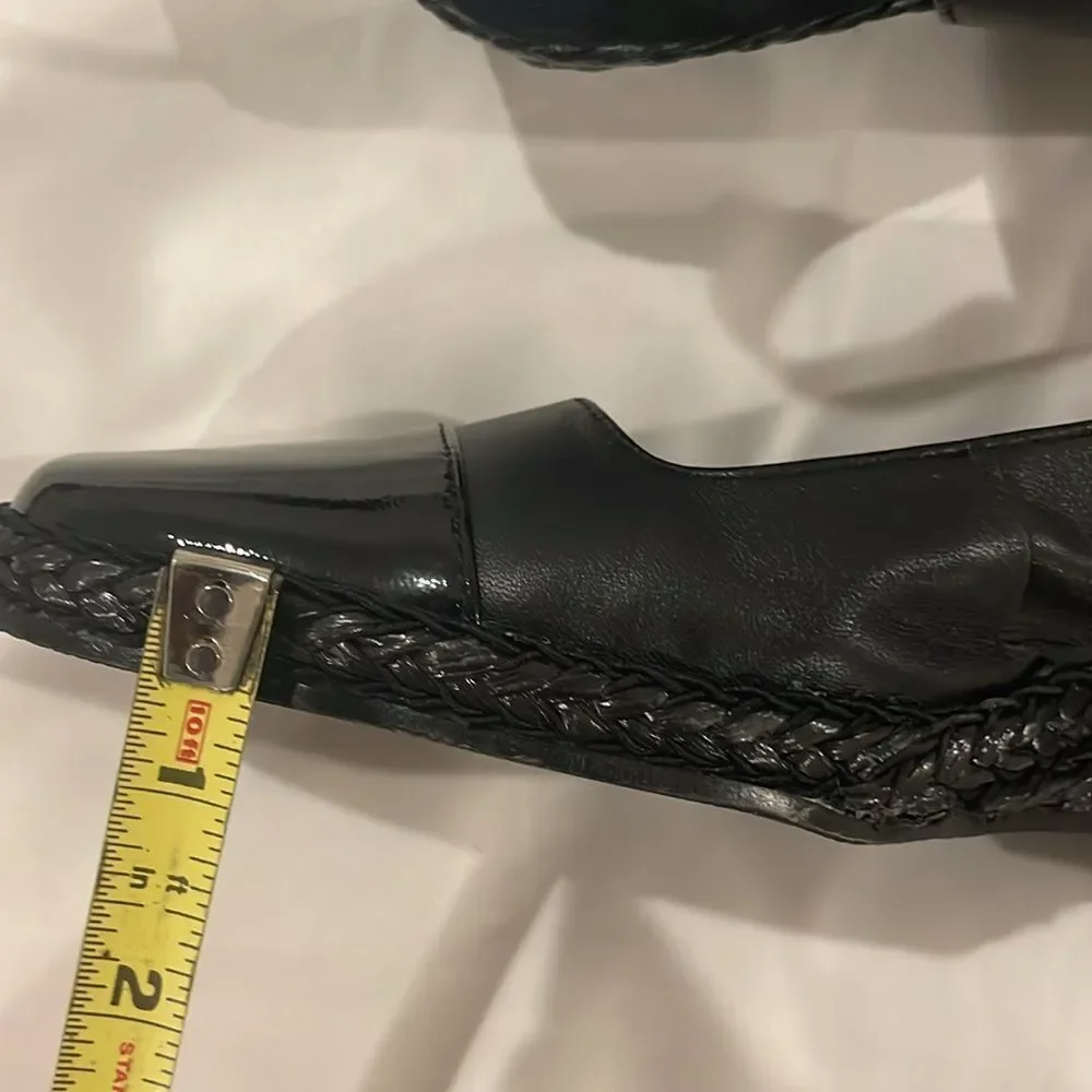 DAVID TATE BLACK LEATHER SLINGBACK ESPADRILLES.  NEW